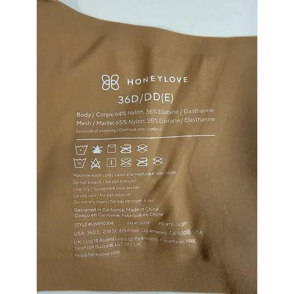 Honey Love CrossOver Wireless Bra Sand Size Large 36D/DD - Picture 5 of 5